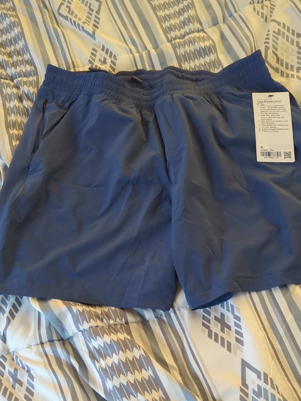 New With Tags Lululemon Men's Pace Breaker Short 7" - Blue